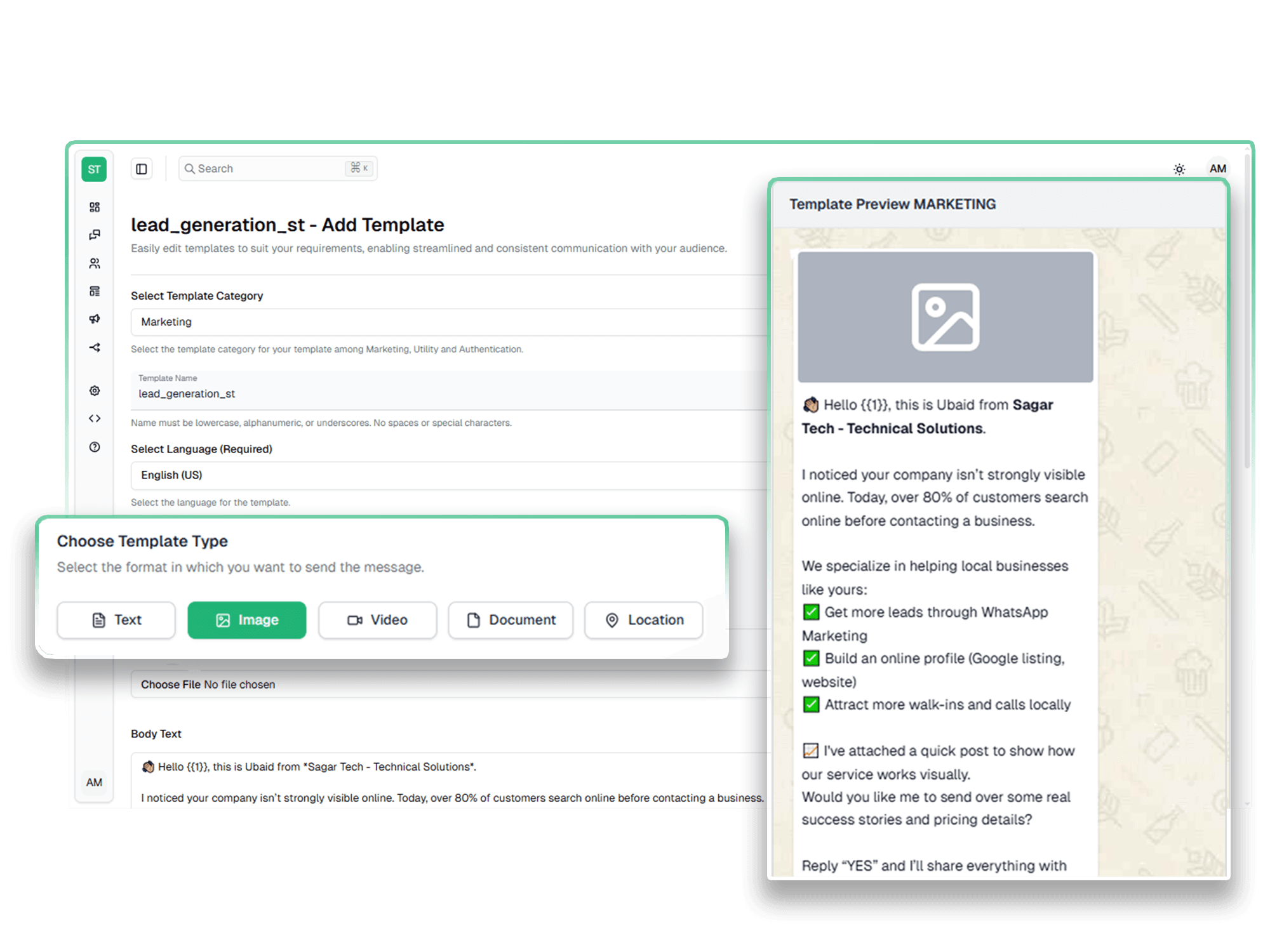 whatsapp marketing automation, Utility, Marketing & Authentication Templates, whatsapp promotion message template
